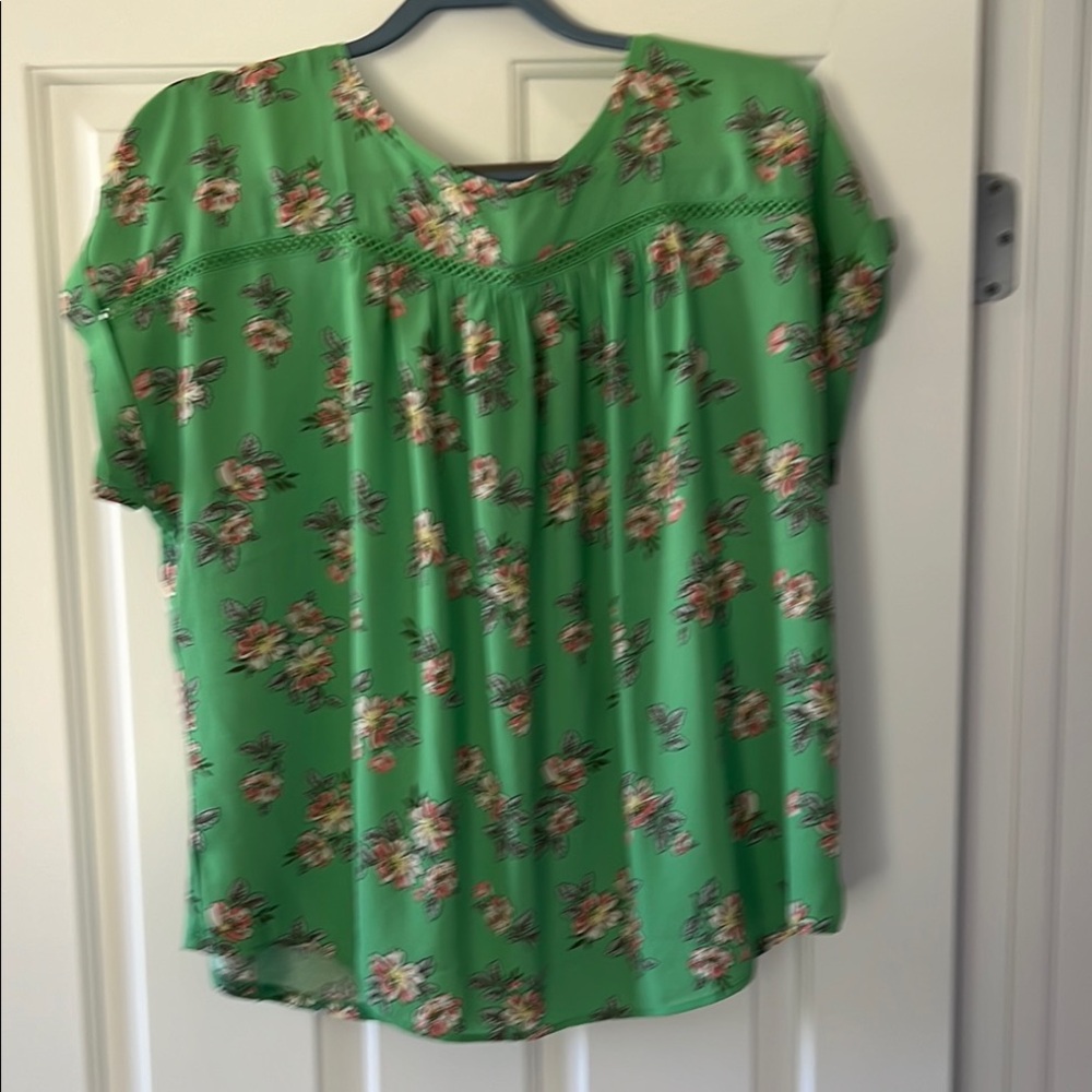 LOFT Green Floral Blouse